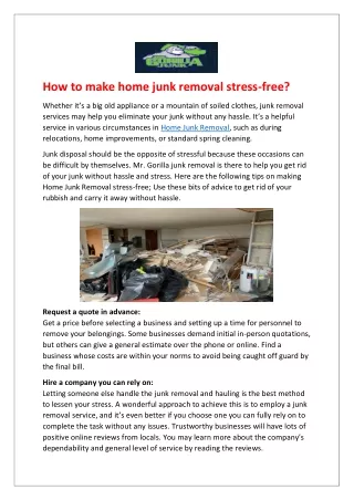 How to make home junk removal stress-free?