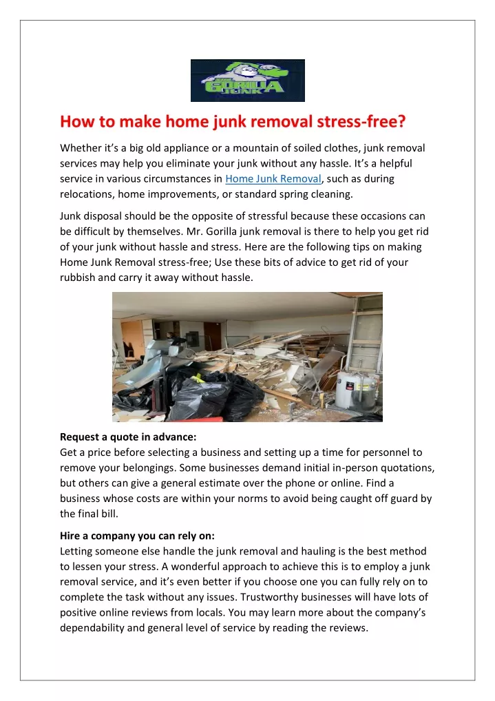 how to make home junk removal stress free