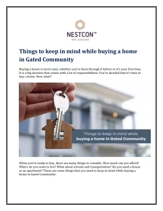 Things to keep in mind while buying a home in Gated Community
