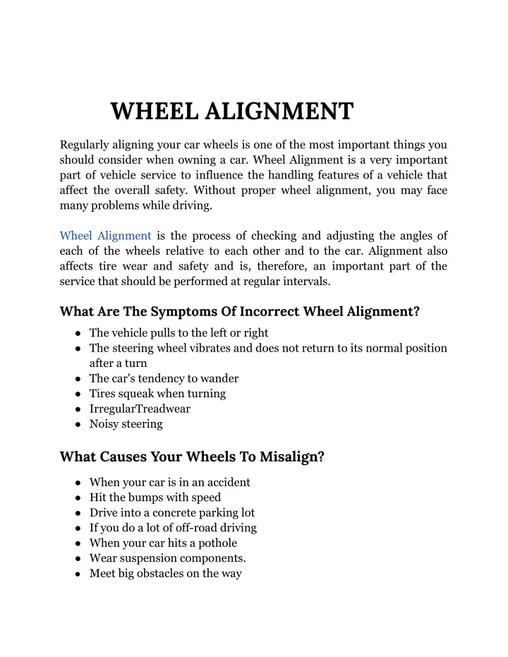 wheel alignment