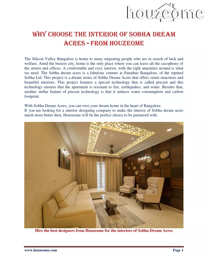 why choose the interior of sobha dream acres from