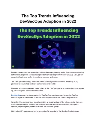 the top trends influencing devsecops adoption