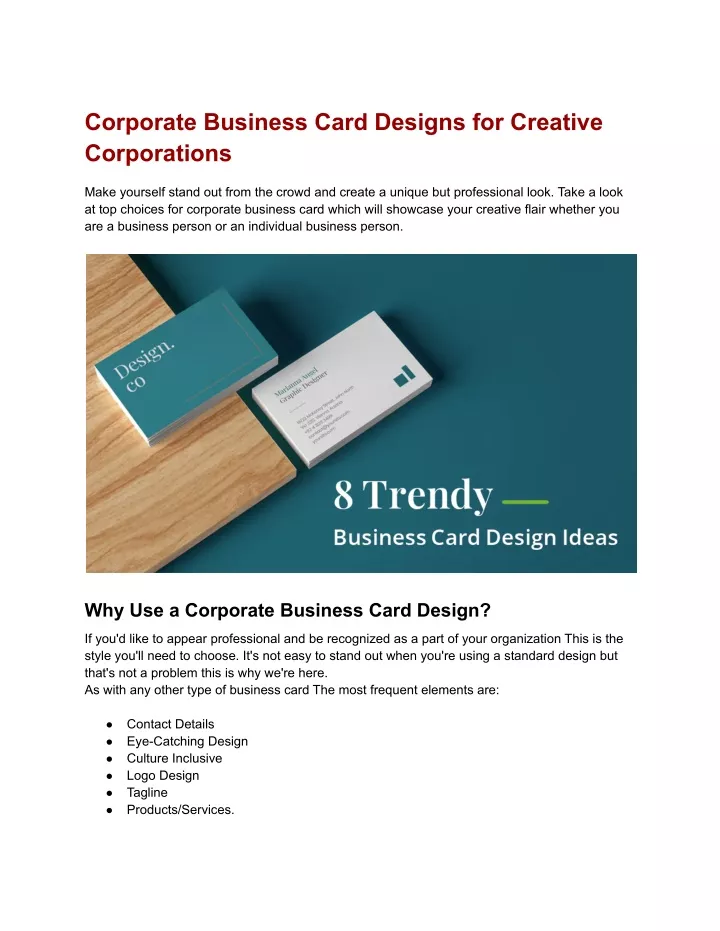 corporate business card designs for creative