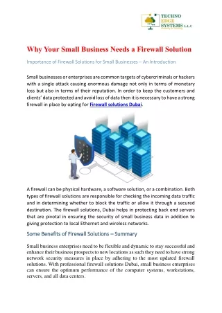 why your small business needs a firewall solution