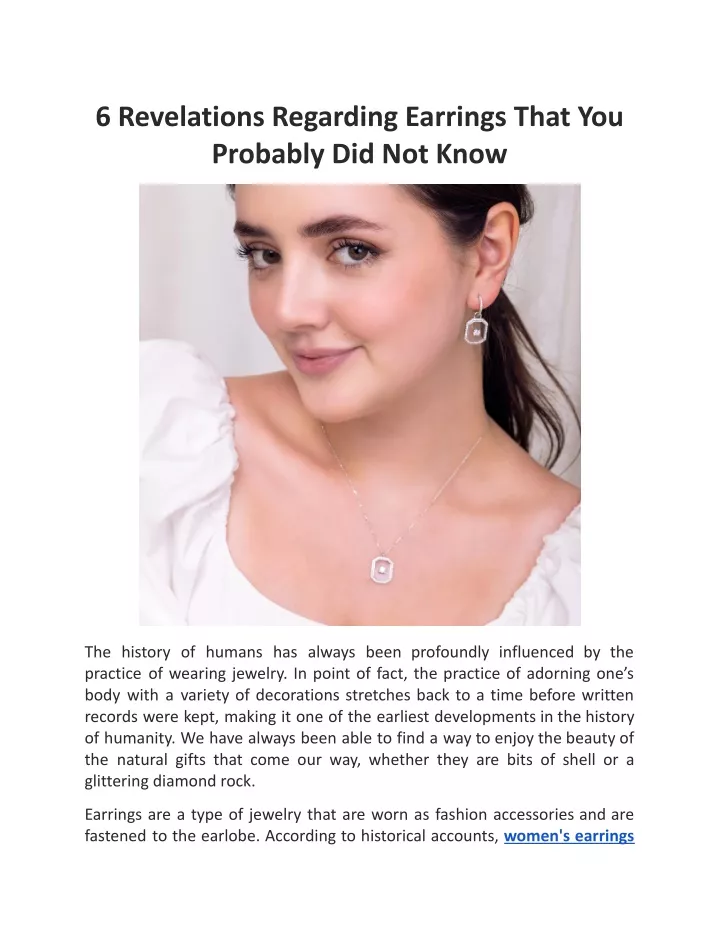 6 revelations regarding earrings that