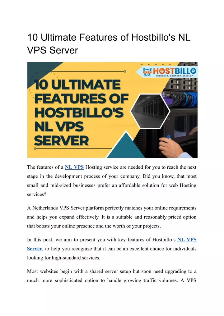 10 ultimate features of hostbillo s nl vps server