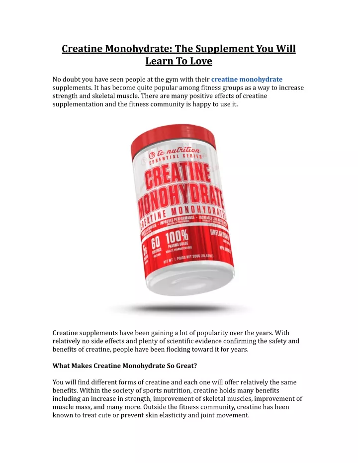 creatine monohydrate the supplement you will