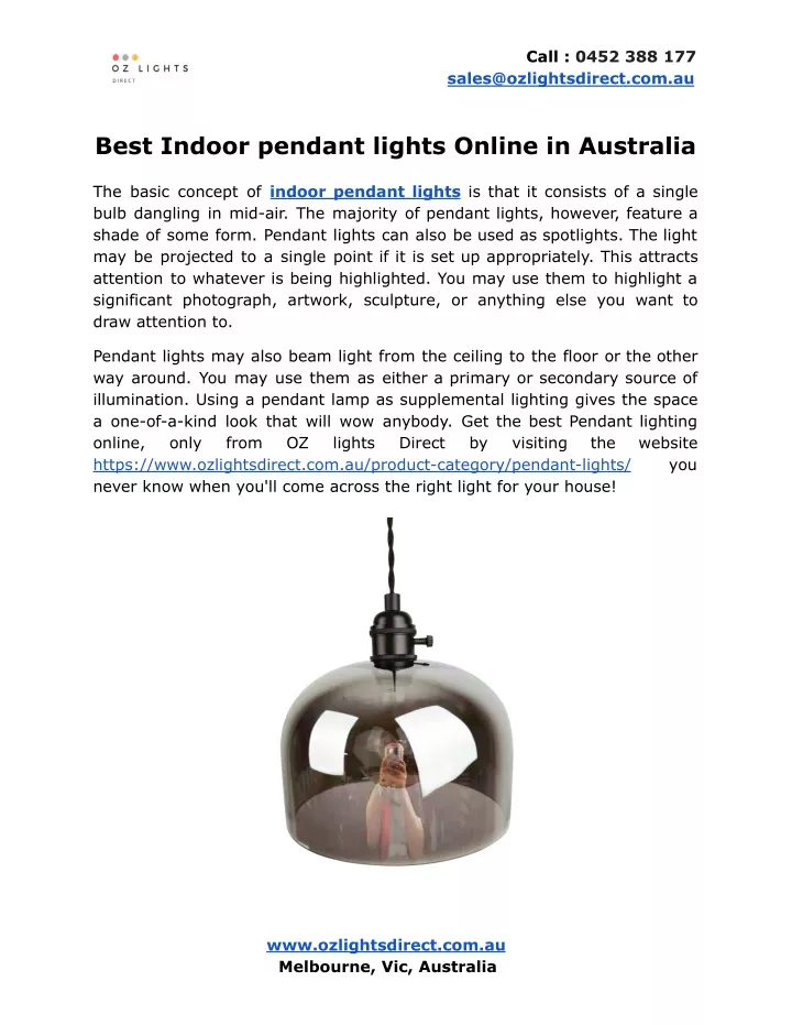 call 0452 388 177 sales@ozlightsdirect com au