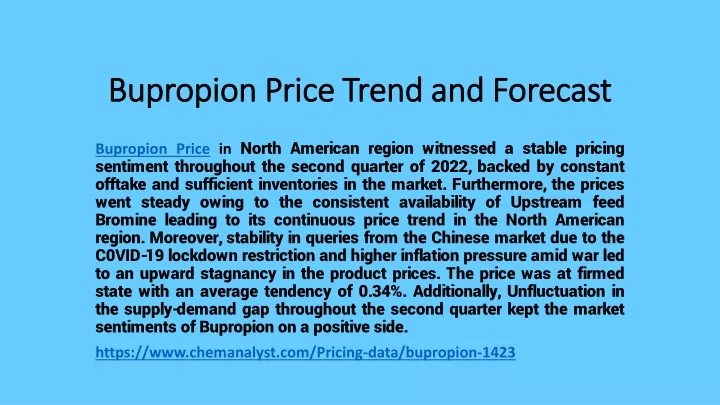 bupropion price trend and forecast