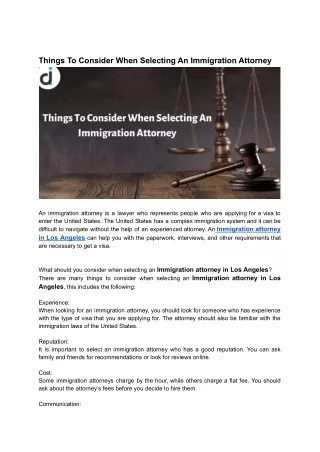 Things To Consider When Selecting An Immigration Attorney