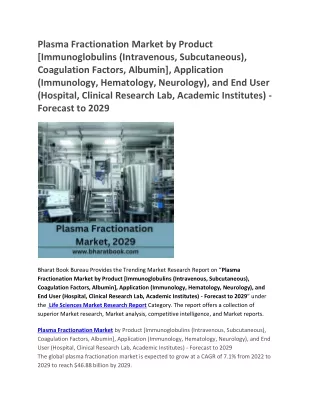 plasma fractionation market by product