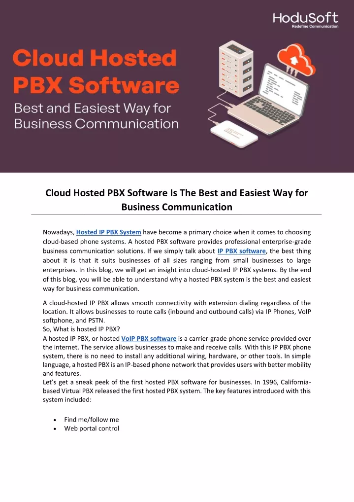 cloud hosted pbx software is the best and easiest