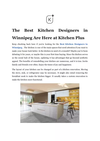 The Best Kitchen Designers in Winnipeg Are Here at Kitchen Plus