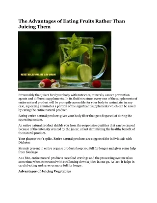 the advantages of eating fruits rather than