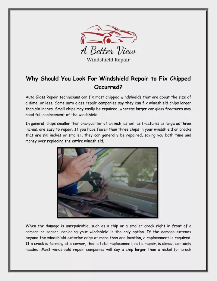 why should you look for windshield repair