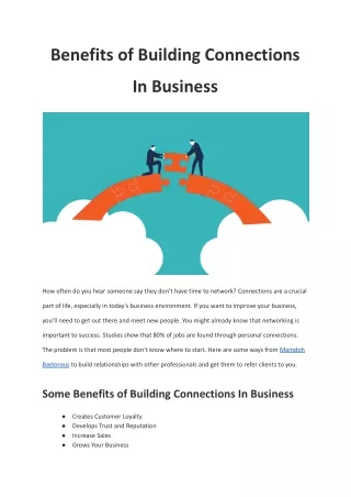 Benefits of Building Connections In Business