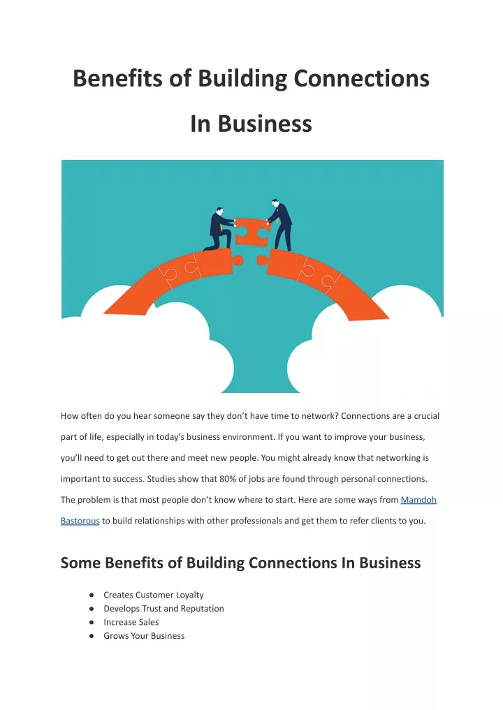 PPT - Benefits Of Building Connections In Business PowerPoint ...