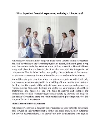 what is patient financial experience