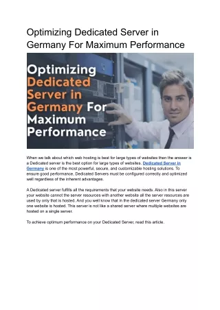 optimizing dedicated server in germany