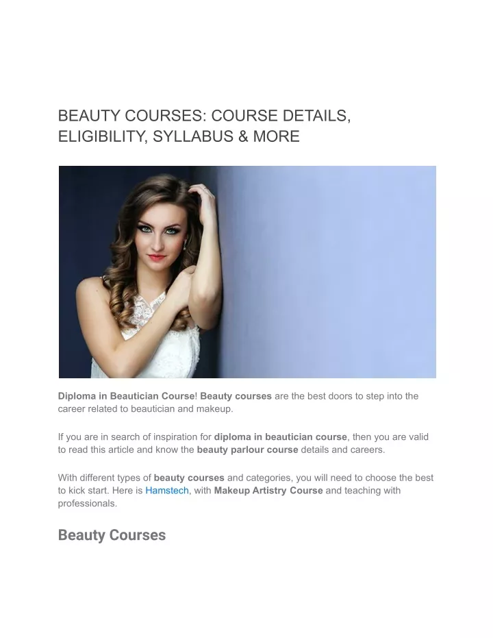 beauty courses course details eligibility