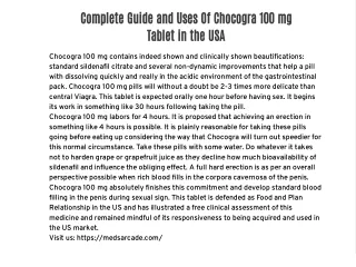 complete guide and uses of chocogra 100 mg tablet