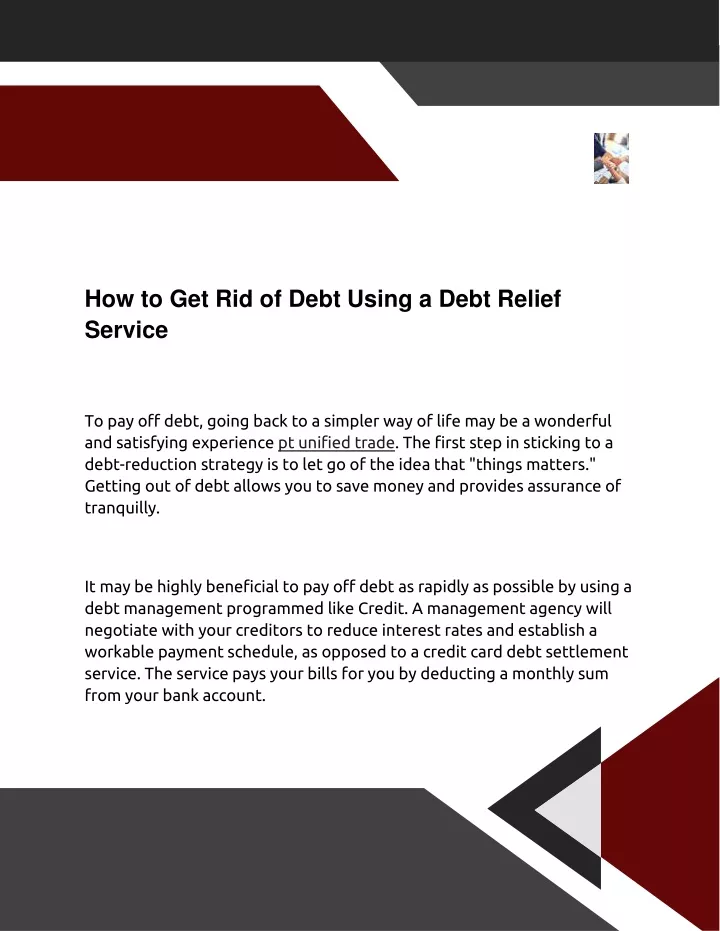how to get rid of debt using a debt relief service