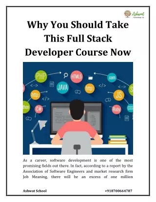 Why You Should Take This Full Stack Developer Course Now