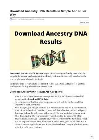 Download Ancestry DNA Results In Simple And Quick Way