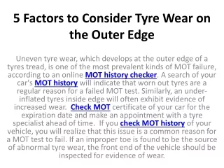 5 factors to consider tyre wear on the outer edge