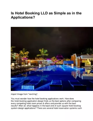 is hotel booking lld as simple