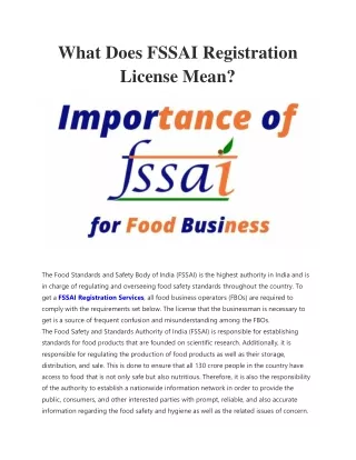 What Does FSSAI Registration License Mean?