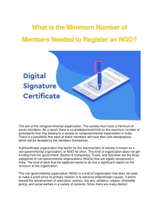 What is the Minimum Number of Members Needed to Register an NGO