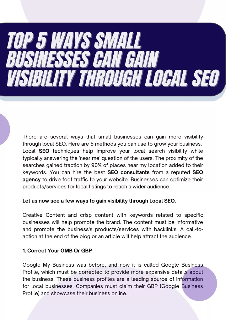 top 5 ways small businesses can gain visibility