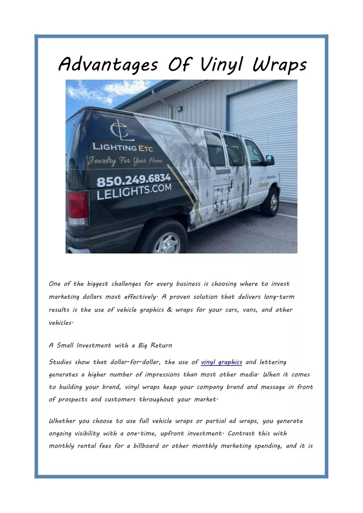 advantages of vinyl wraps