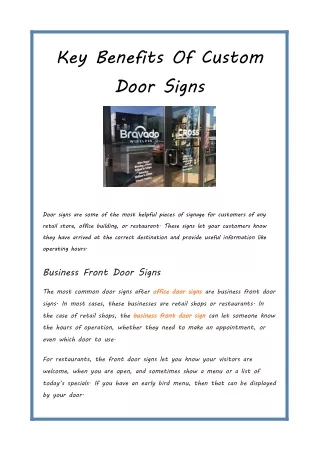Key Benefits Of Custom Door Signs