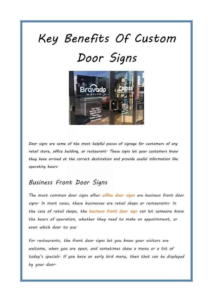 key benefits of custom door signs