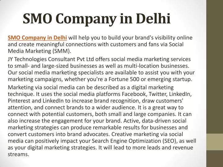 smo company in delhi