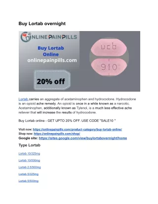 Buy Lortab overnight | Lortab 10/325mg | Lortab 2.5/500mg online