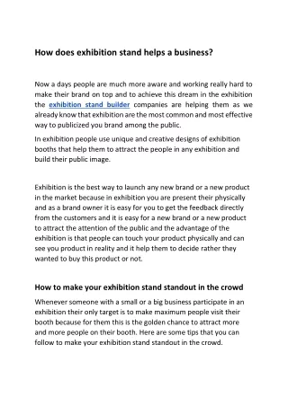 how does exhibition stand helps a business