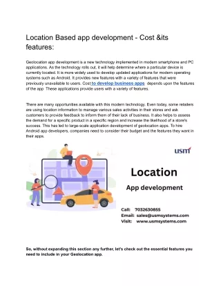 location based app development cost its features