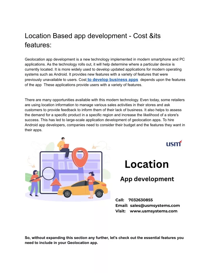 location based app development cost its features