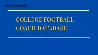 College Football Coach Database