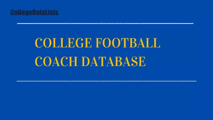 college football coach database