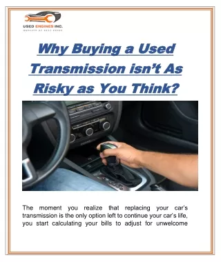 Why Buying a Used Transmission isn’t As Risky as You Think