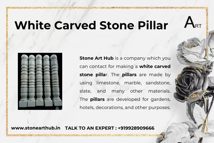white carved stone pillar