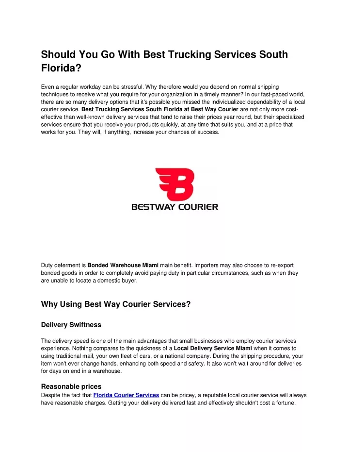 should you go with best trucking services south