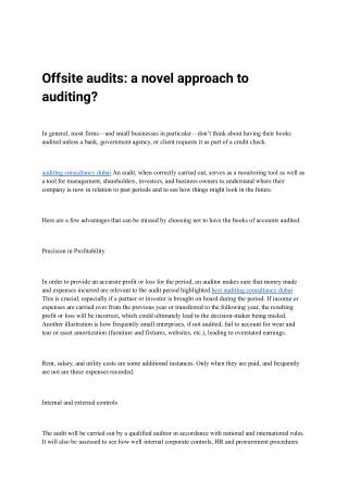 offsite audits a novel approach to auditing