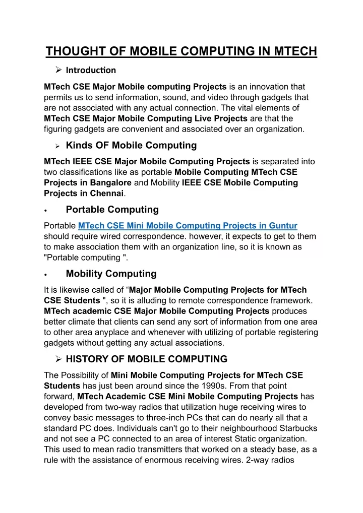 thought of mobile computing in mtech