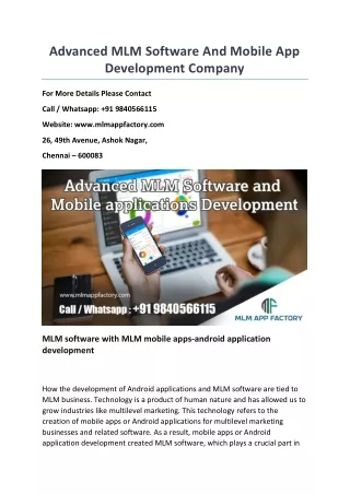 advanced mlm software and mobile app development
