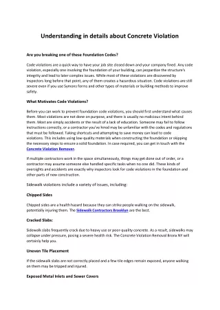 Understanding in details about Concrete Violation